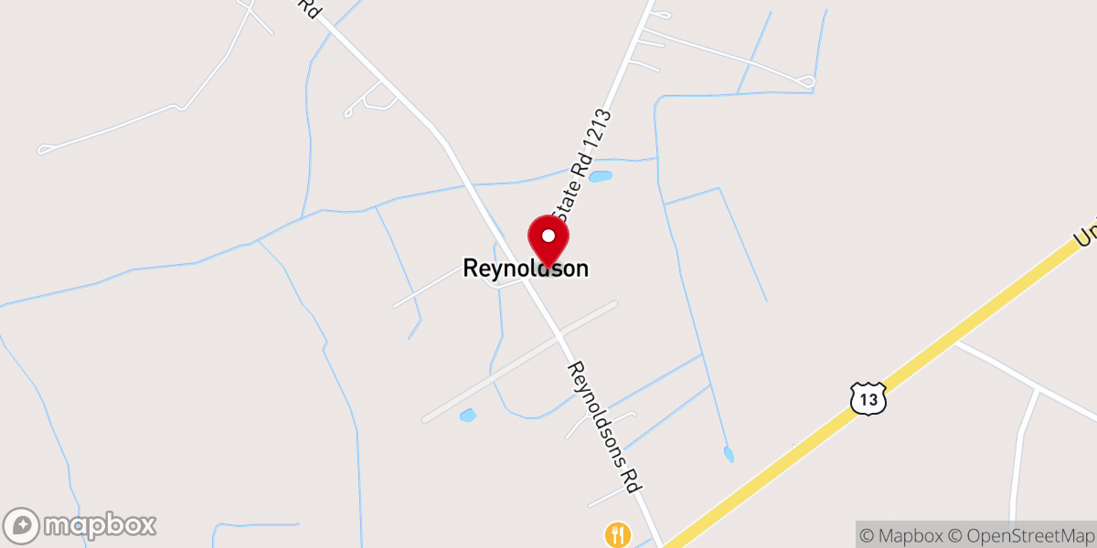 Map showing location of Reynoldson Baptist Church