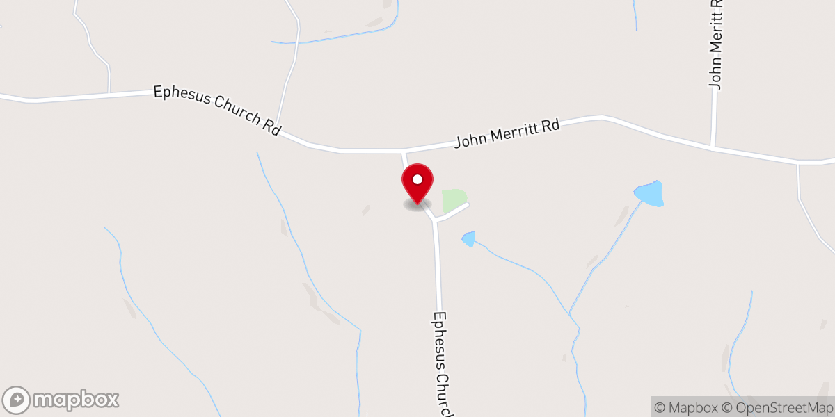 Map showing location of Ephesus Baptist Church