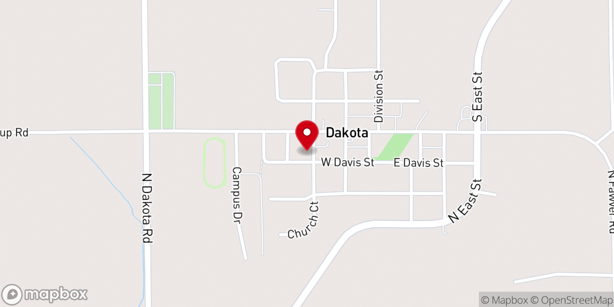 Map showing location of Dakota United Methodist Church