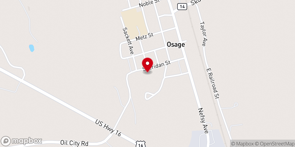 Map showing location of Osage Community Bible Church