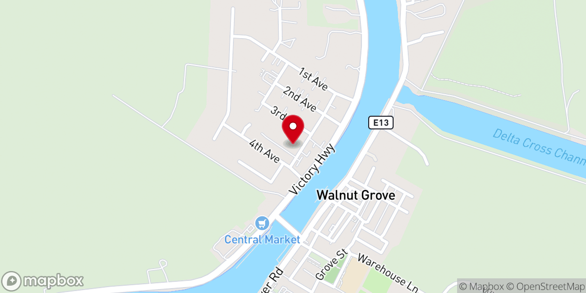 Map showing location of Walnut Grove Community Presbyterian Church