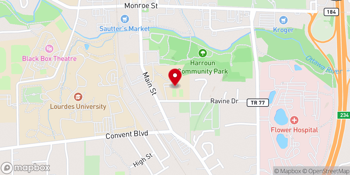 Map showing location of St Joseph Sylvania Family Center