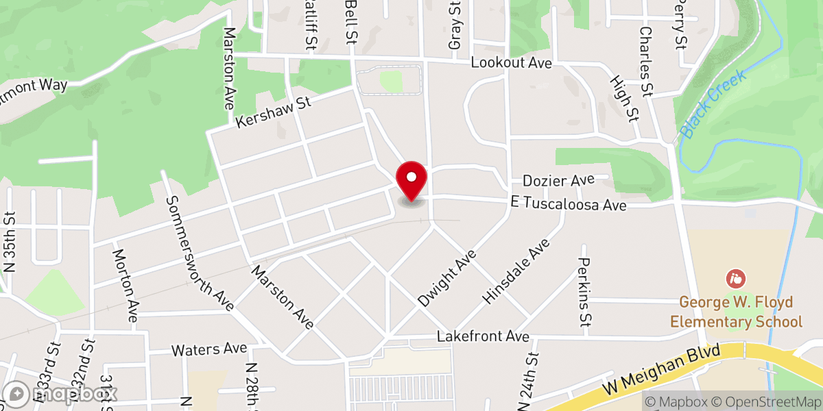 Map showing location of Ward Memorial Presbyterian Church