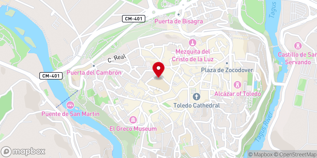 Map showing location of San Pedro Mártir, fachada antigua iglesia conventual