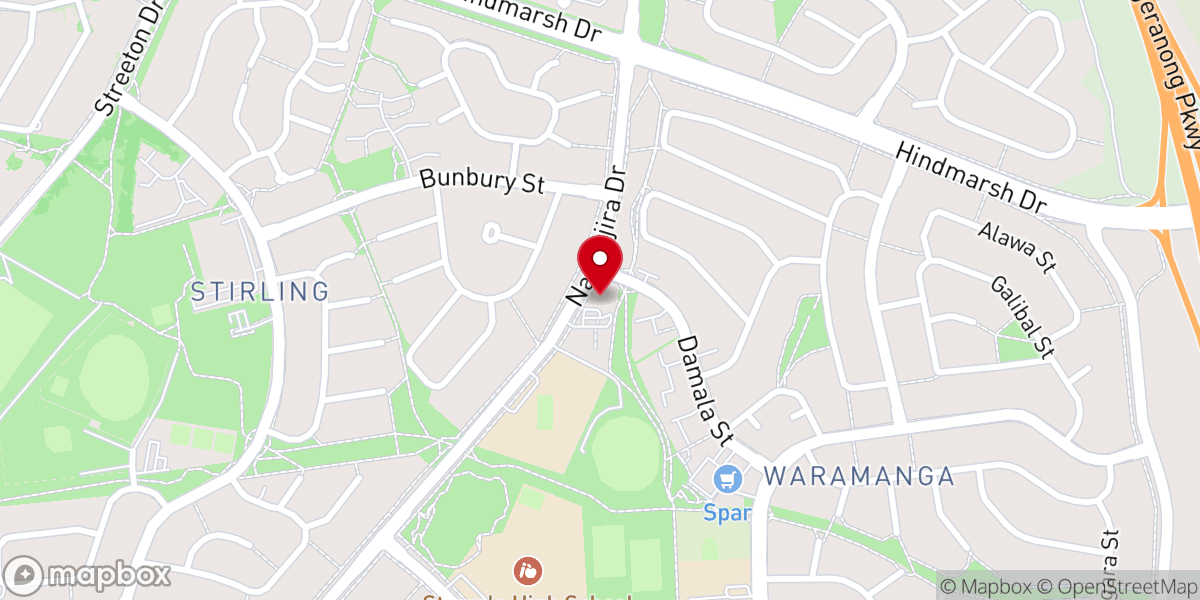 Map showing location of Woden Valley Alliance Church