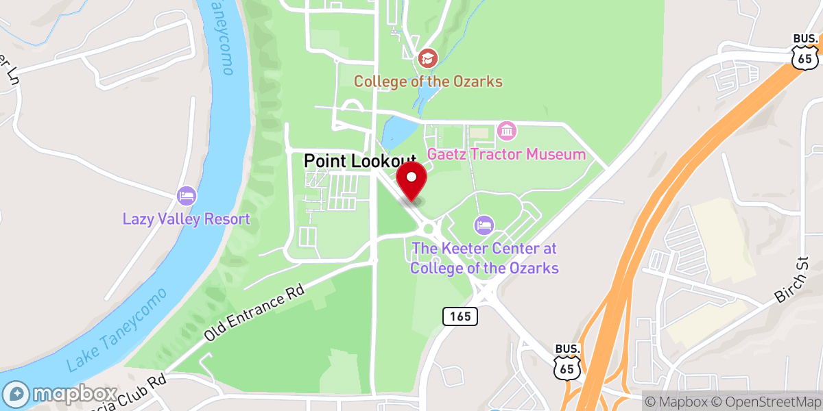 Map showing location of College of the Ozarks