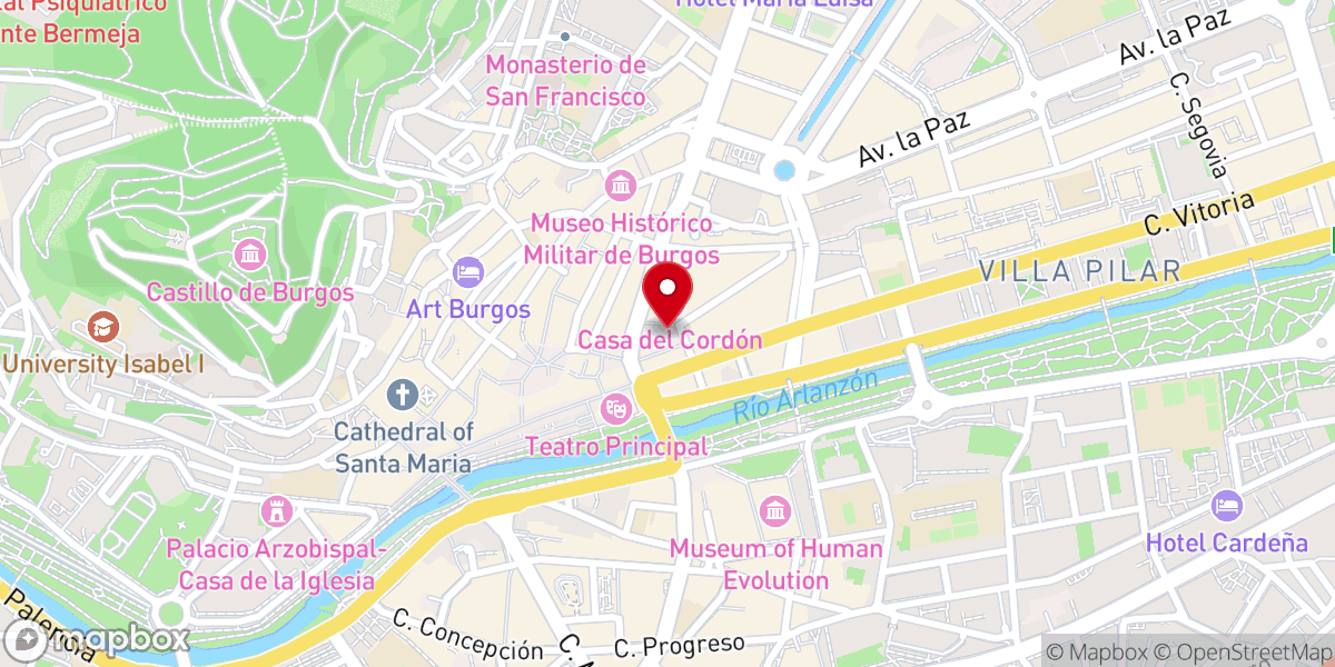 Map showing location of Plaza de la Libertad (Burgos)