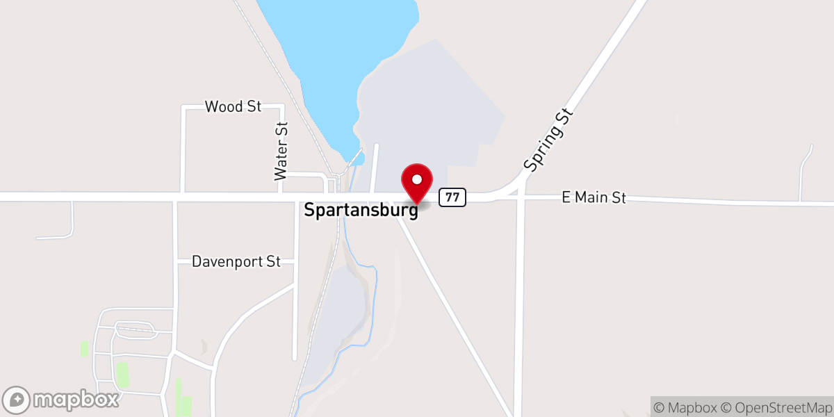 Map showing location of Spartansburg