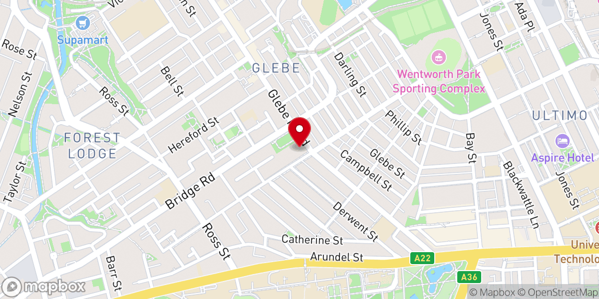 Map showing location of St John's Anglican Church Glebe