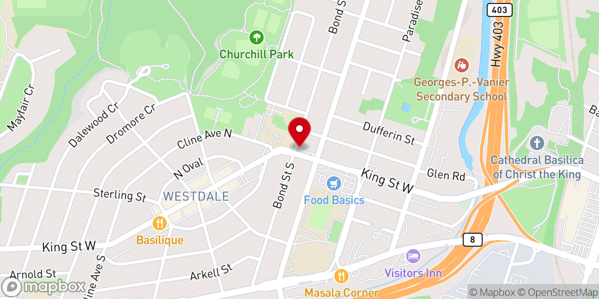 Map showing location of St. Cuthbert's Presbyterian Church