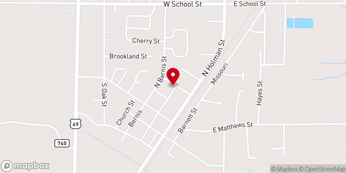 Map showing location of New Harvest Family Worship Center