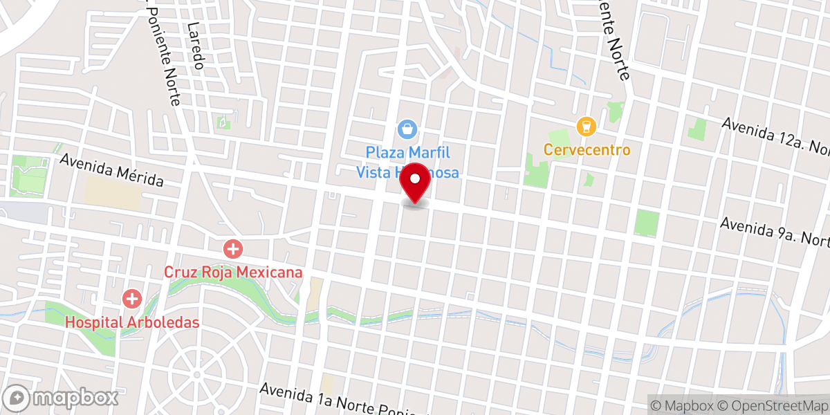 Map showing location of Iglesia de Cristo Ebenezer Tuxtla