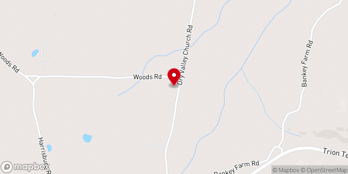 Map showing location of Dry Valley Baptist Church