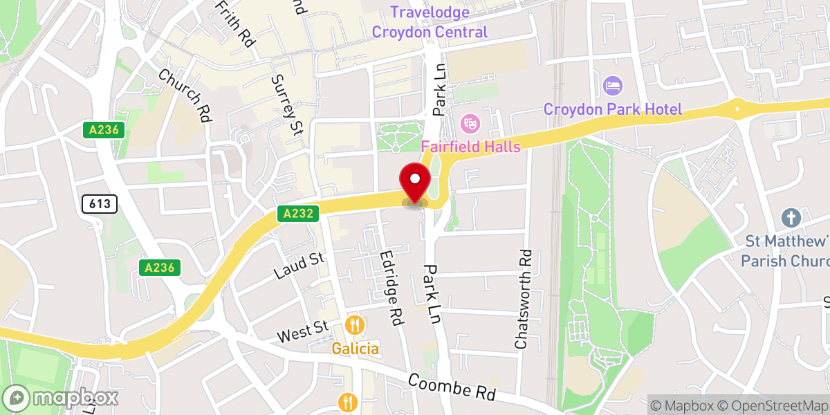 Map showing location of Croydon Friends Meeting House