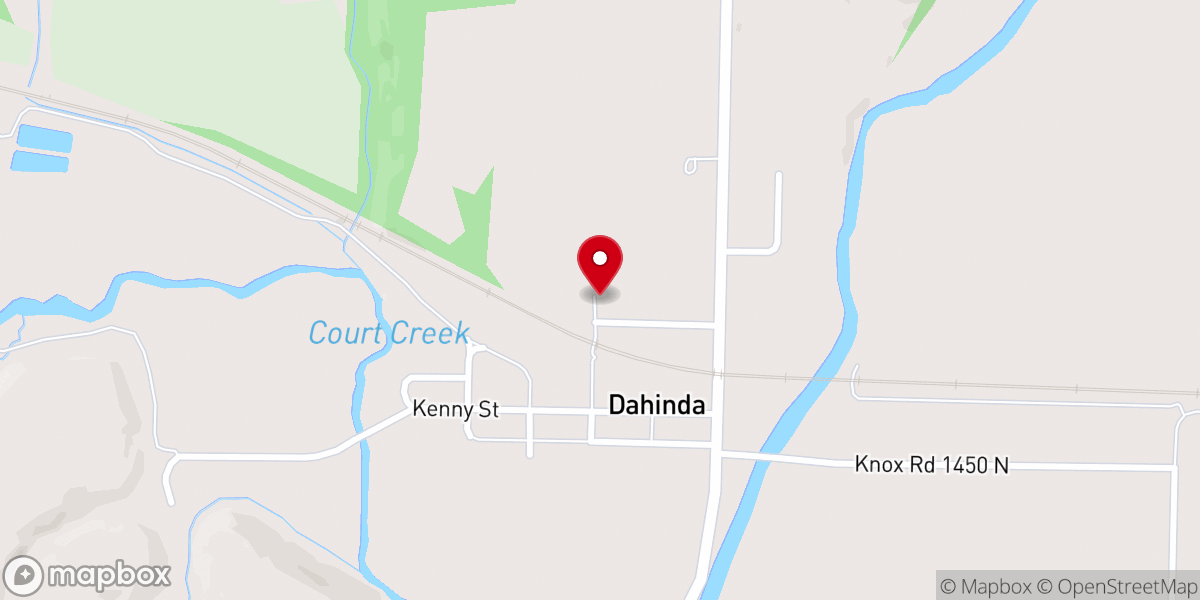 Map showing location of Dahinda United Methodist Church