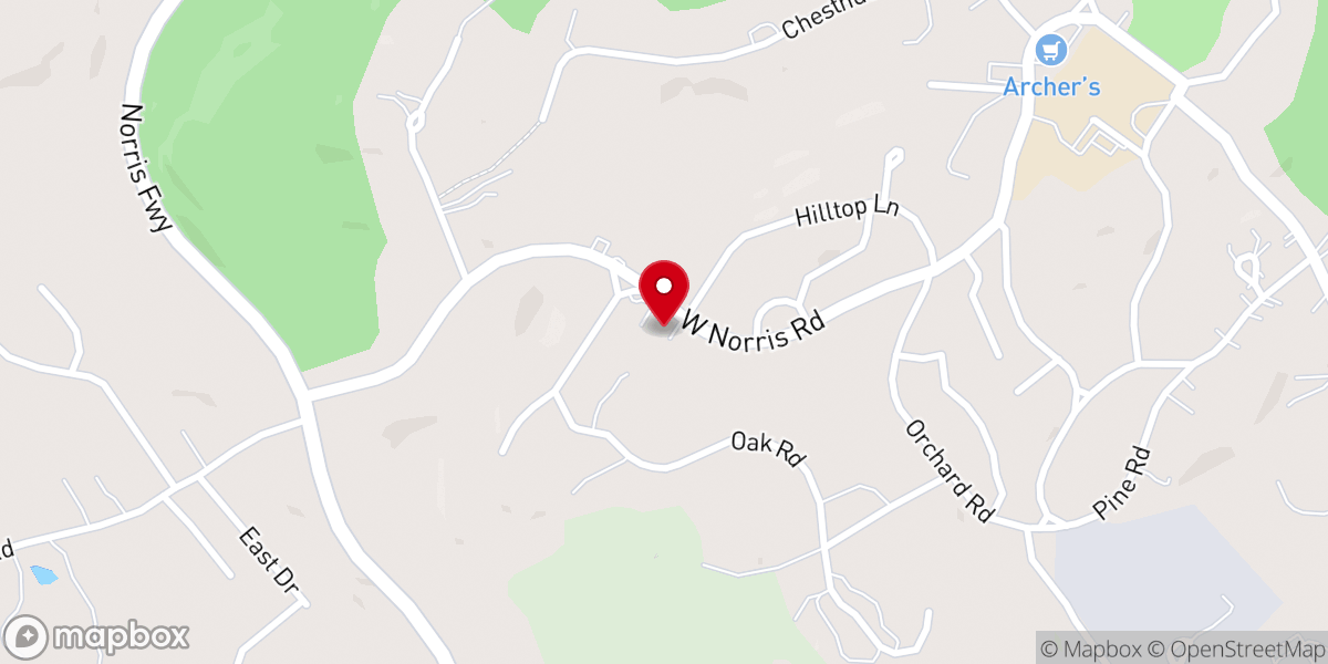 Map showing location of Norris First Baptist Church