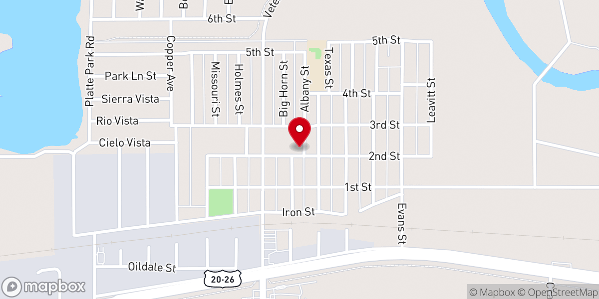 Map showing location of Evansville Baptist Church