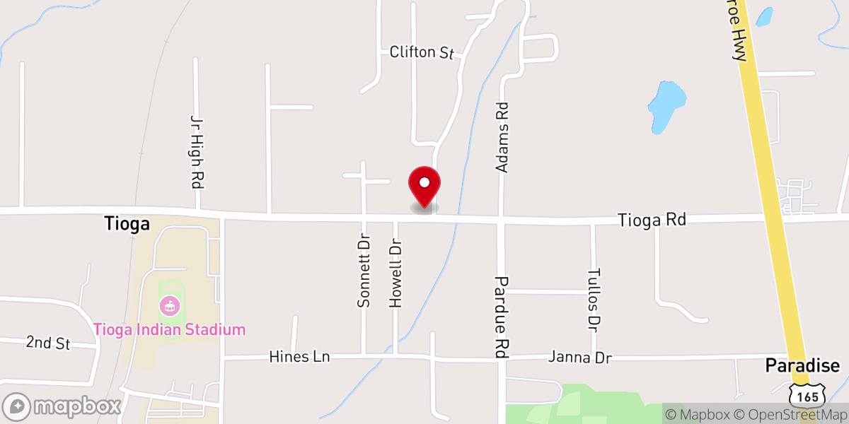 Map showing location of Paradise Baptist Church