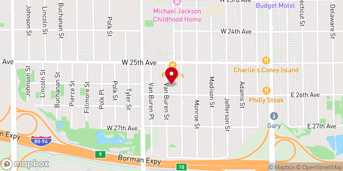 Map showing location of Van Buren Missionary Baptist Church