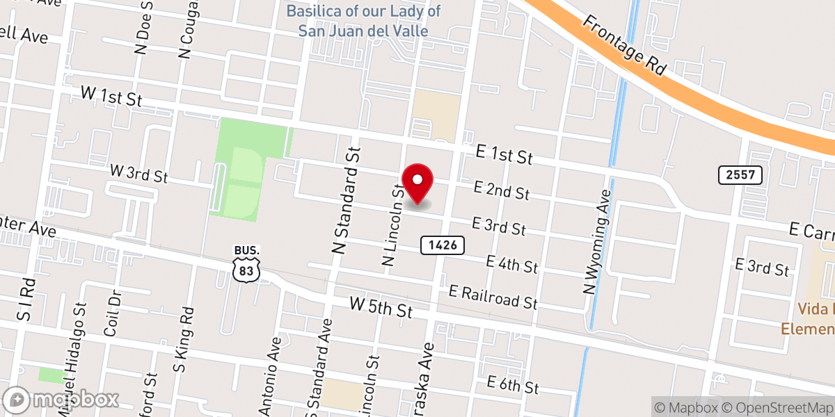 Map showing location of La Especial Bakery