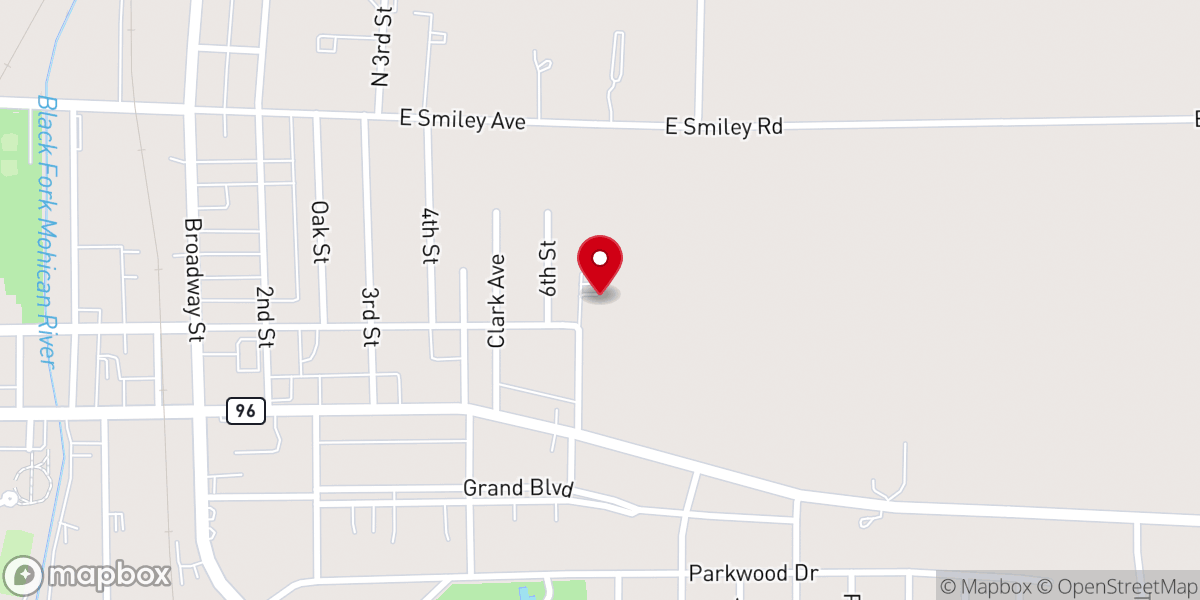 Map showing location of Shelby Church of the Nazarene
