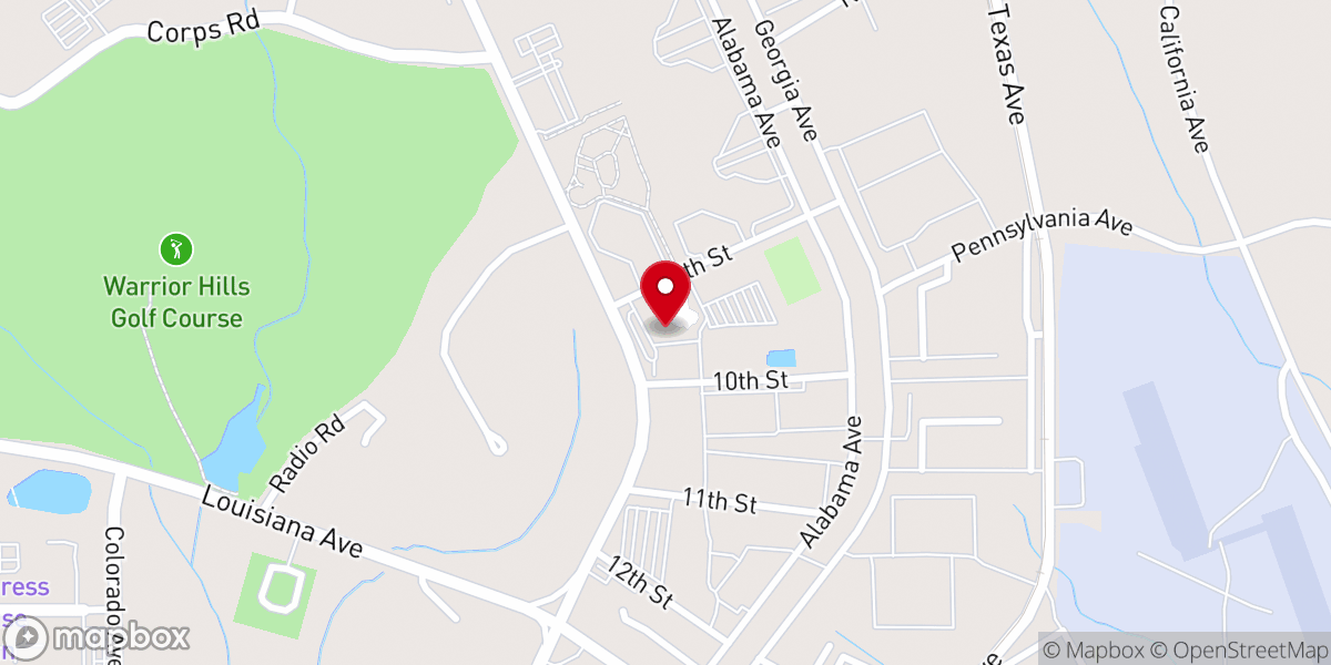 Map showing location of BLDG 1402 Klubs and Karts