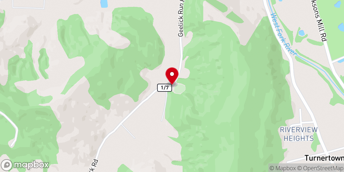 Map showing location of Gee Lick United Methodist Church