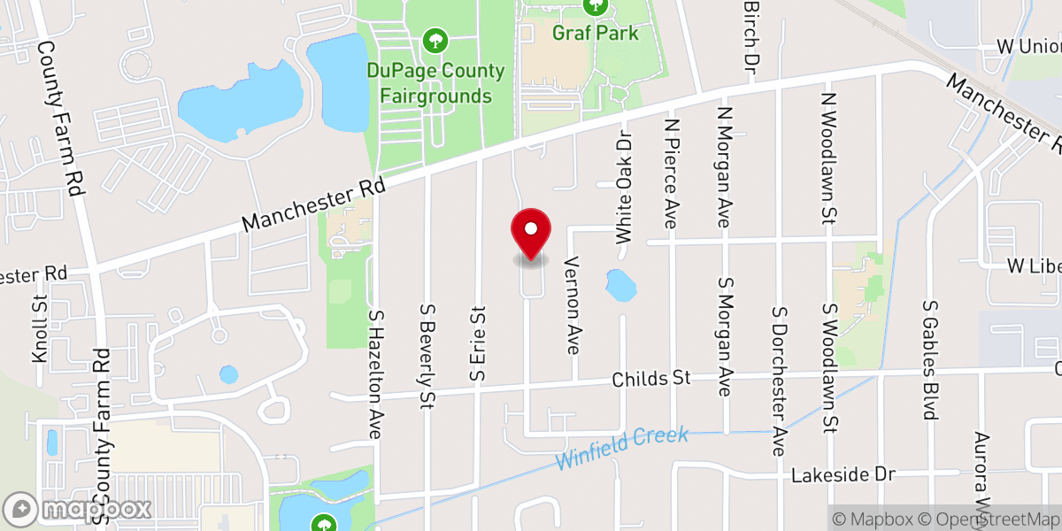 Map showing location of Vineyard Church of DuPage