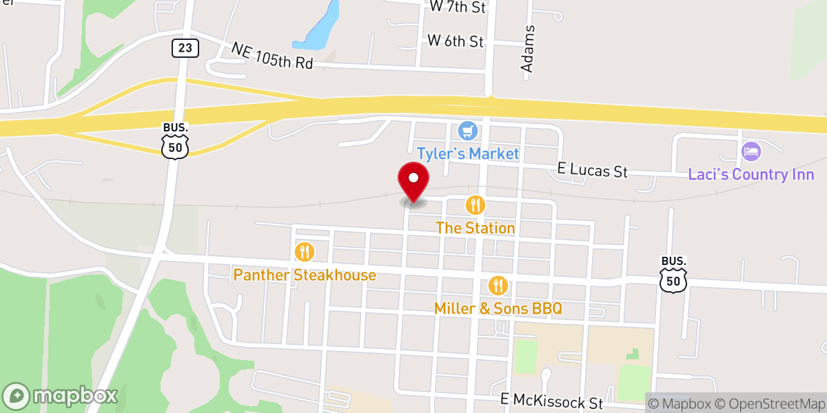 Map showing location of Knob Noster