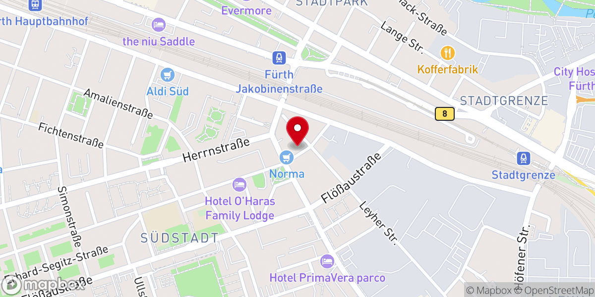 Map showing location of Vereinigte Pfingstgemeinde Fürth