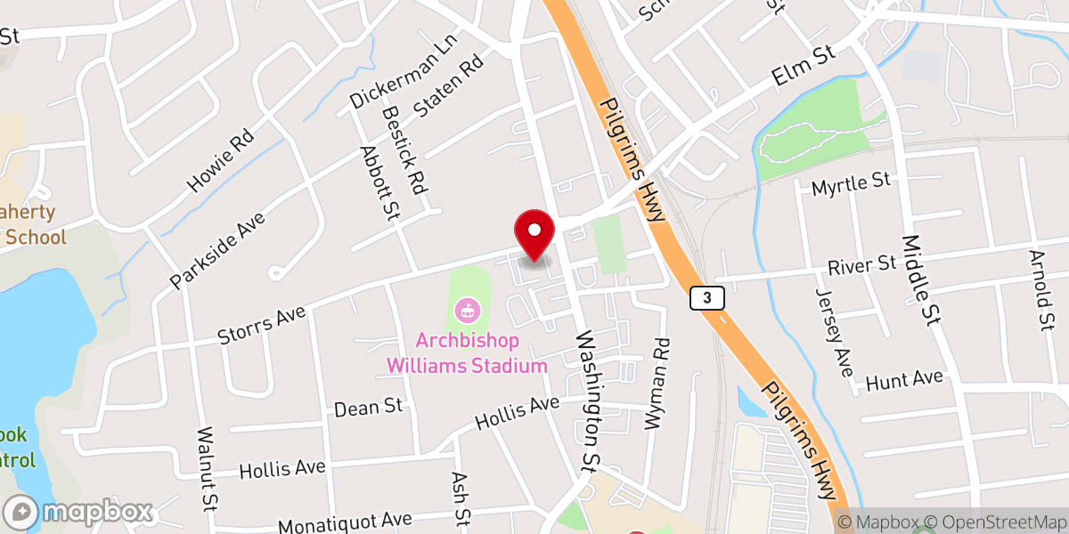 Map showing location of Braintree Community Food Pantry