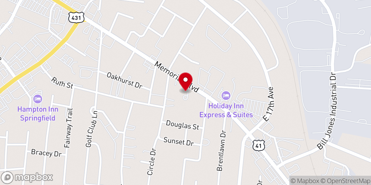 Map showing location of Memorial Blvd church of Christ