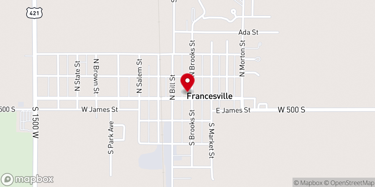 Map showing location of The Town of Francesville