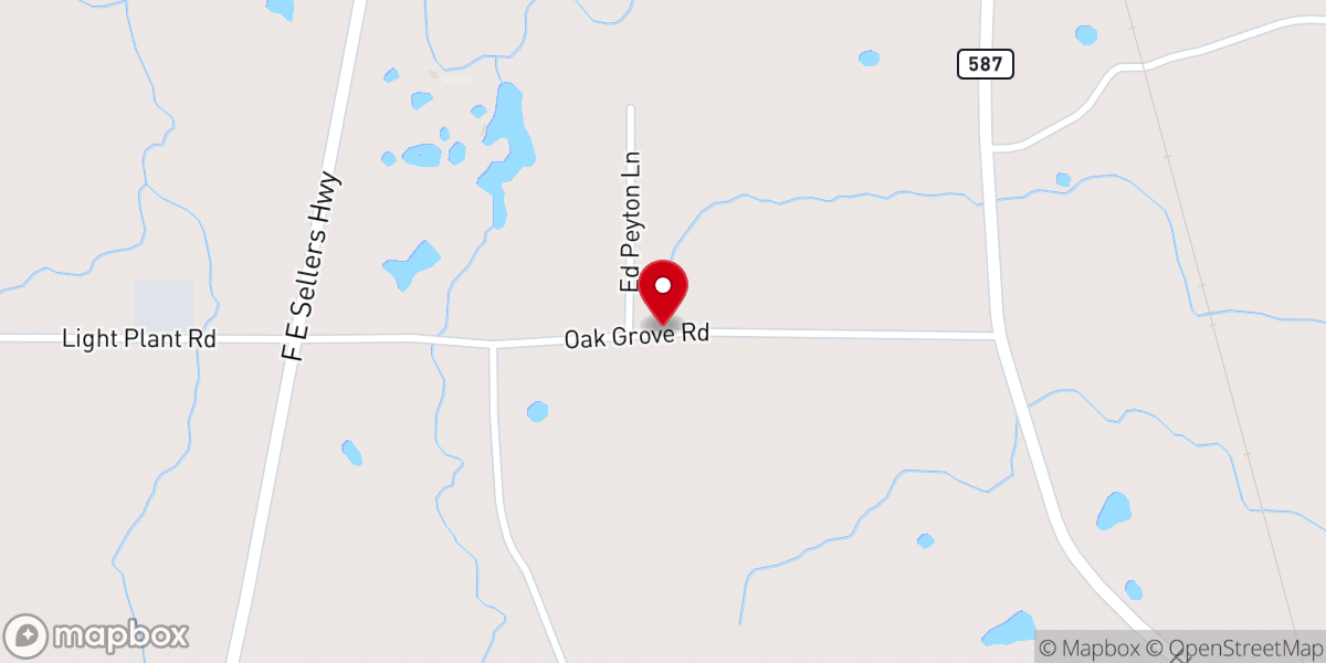 Map showing location of Oak Grove Missionary Baptist Church