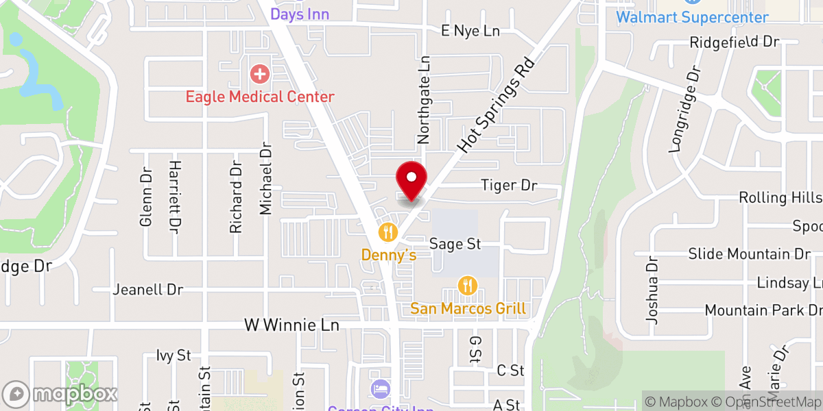 Map showing location of Santuario de Dios Carson city