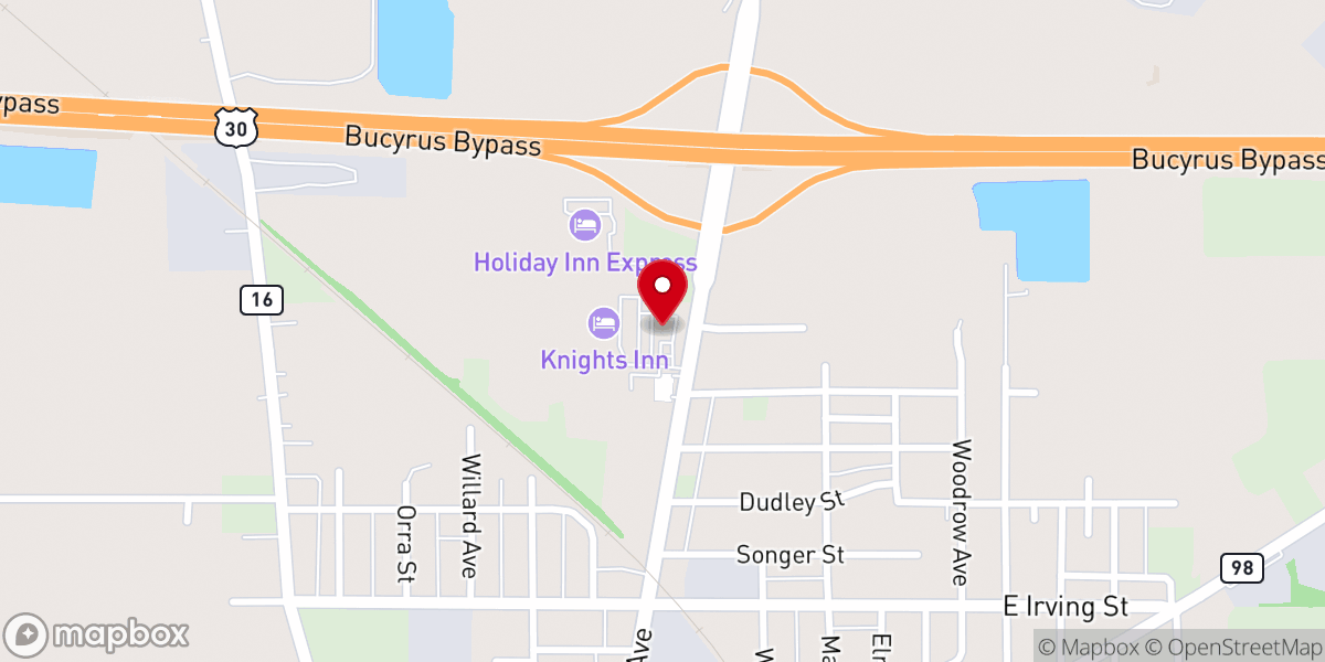 Map showing location of Bob Evans
