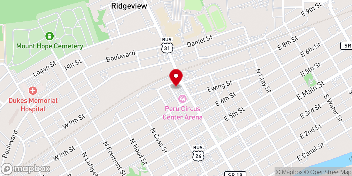 Map showing location of Miami County Helping Hands