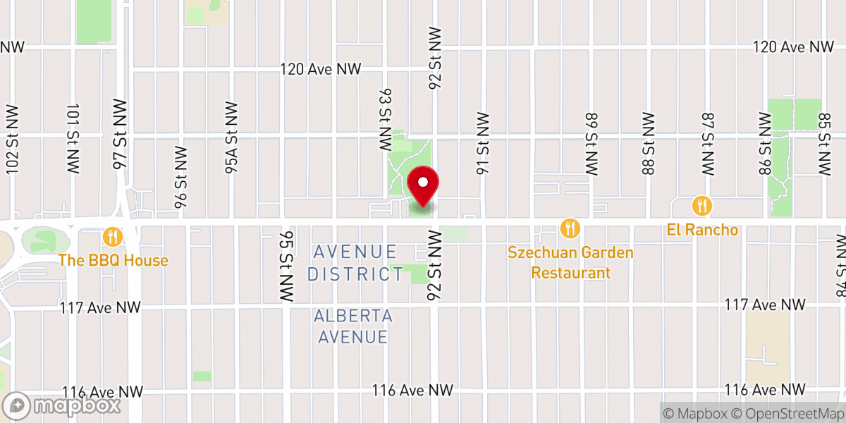 Map showing location of Alberta Avenue Community Centre