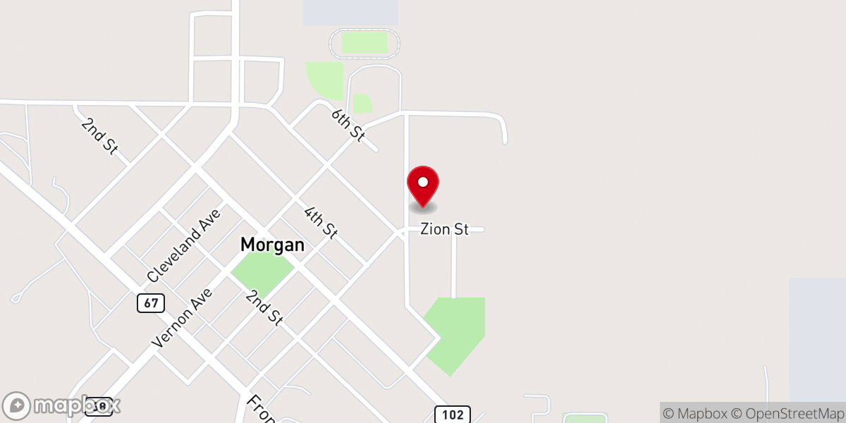 Map showing location of Zion Evangelical Lutheran Church