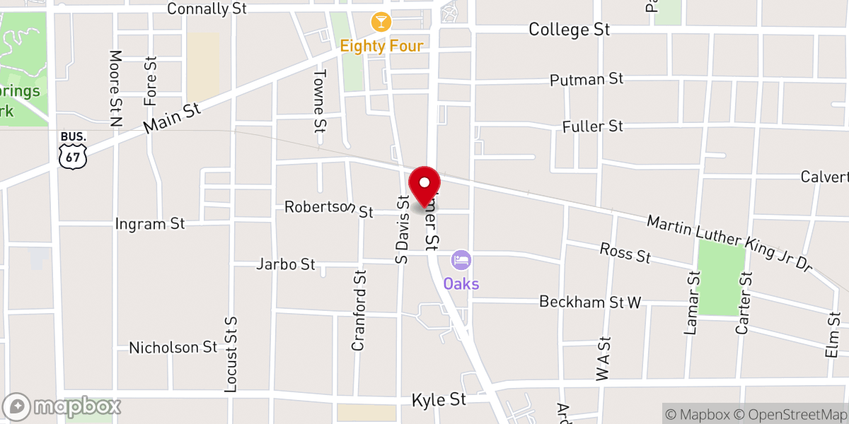 Map showing location of Davis Street Baptist Church