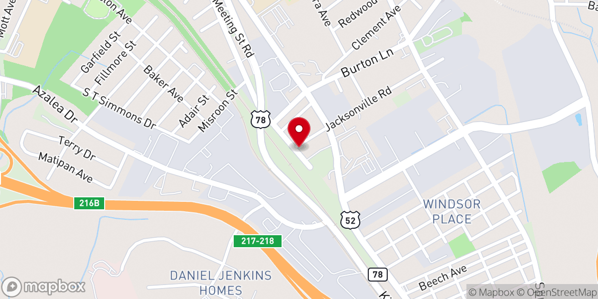 Map showing location of Greater Bethel Baptist