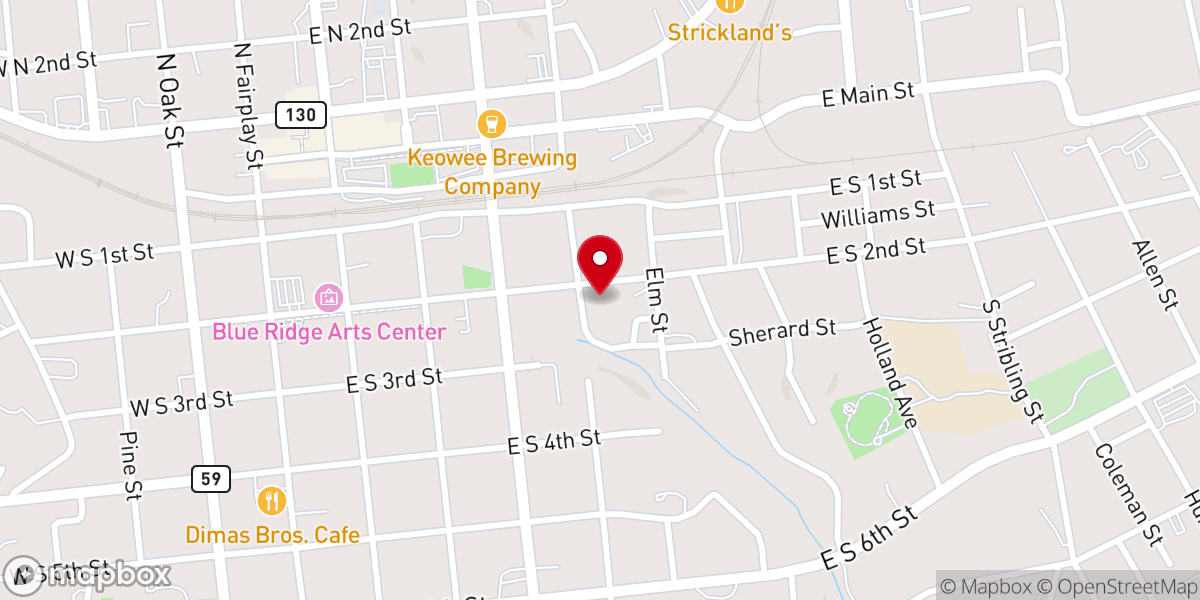 Map showing location of Ebenezer Baptist Church