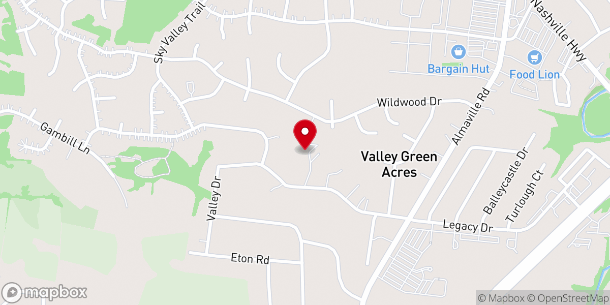Map showing location of True Vine Free Will Baptist Church
