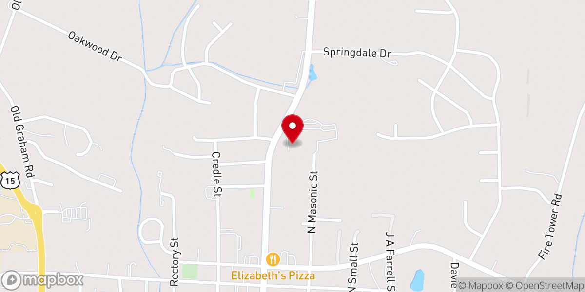 Map showing location of Chatham Community Church Pittsboro Campus