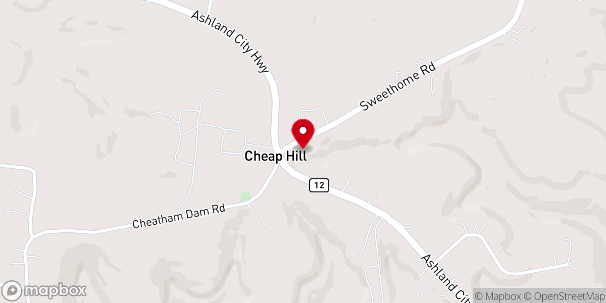 Map showing location of Cheap Hill Church of Christ