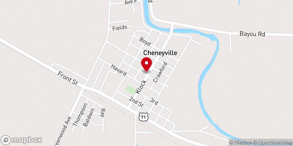 Map showing location of Cheneyville Christian Church