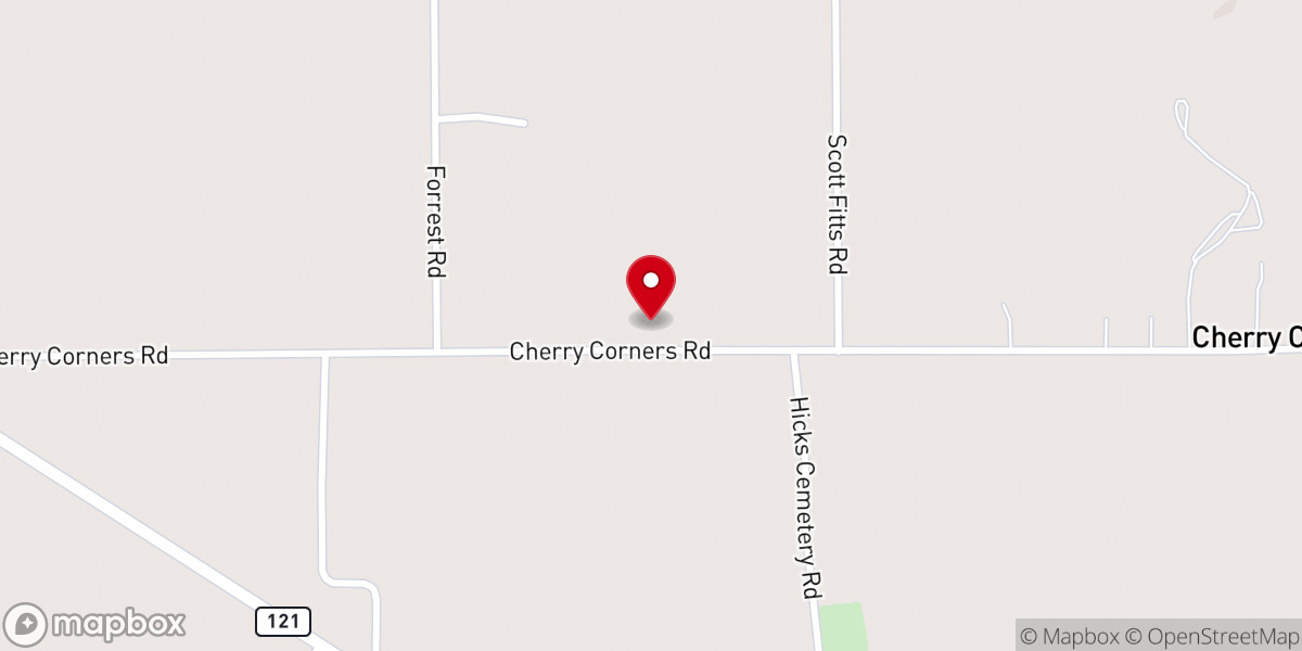Map showing location of Cherry Corner Baptist Church