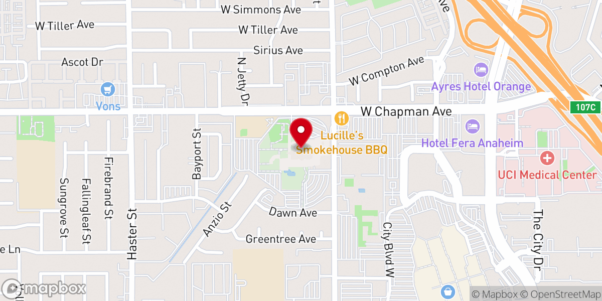 Map showing location of Christ Cathedral