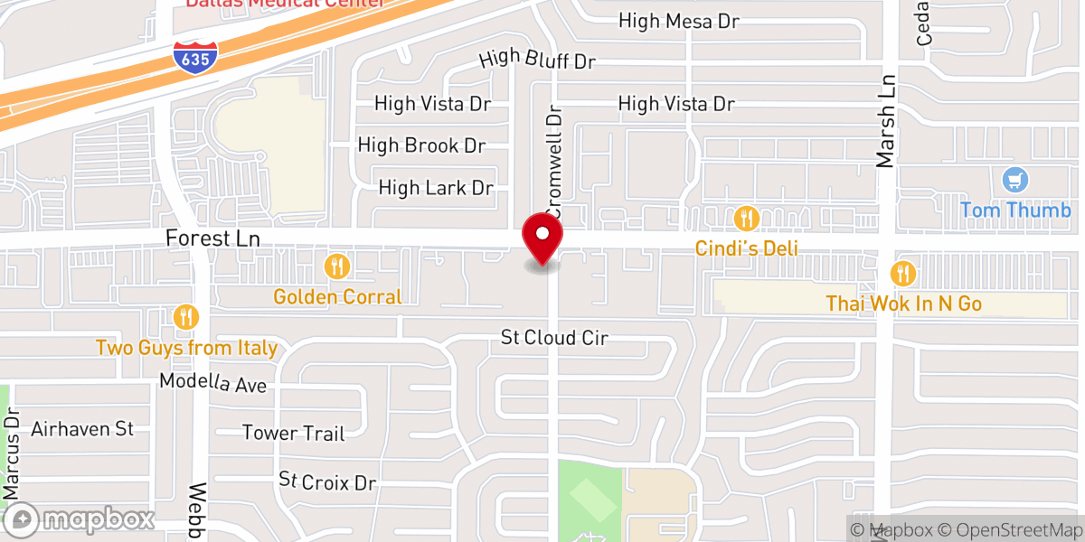 Map showing location of Christ Church of India Dallas
