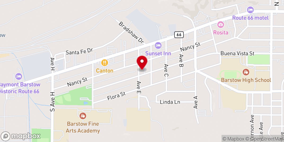 Map showing location of Church of Christ-Barstow